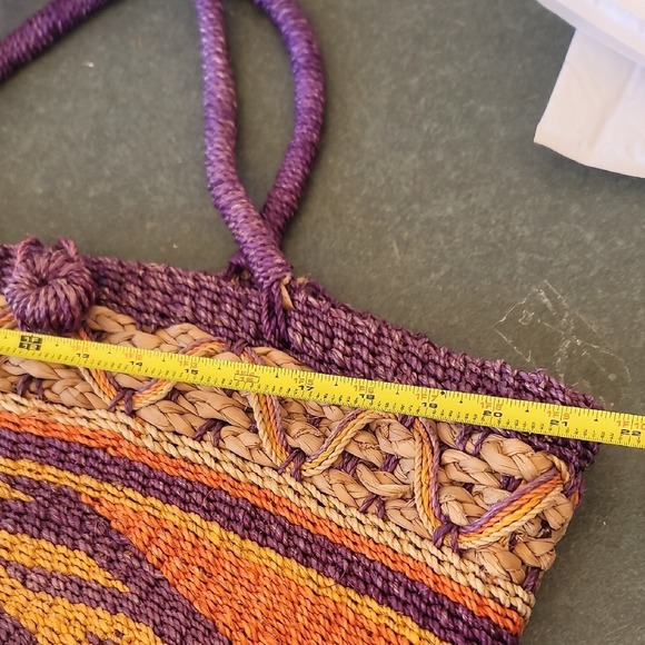 Purple and Tan Woven Tote Bag - Picture 4 of 5